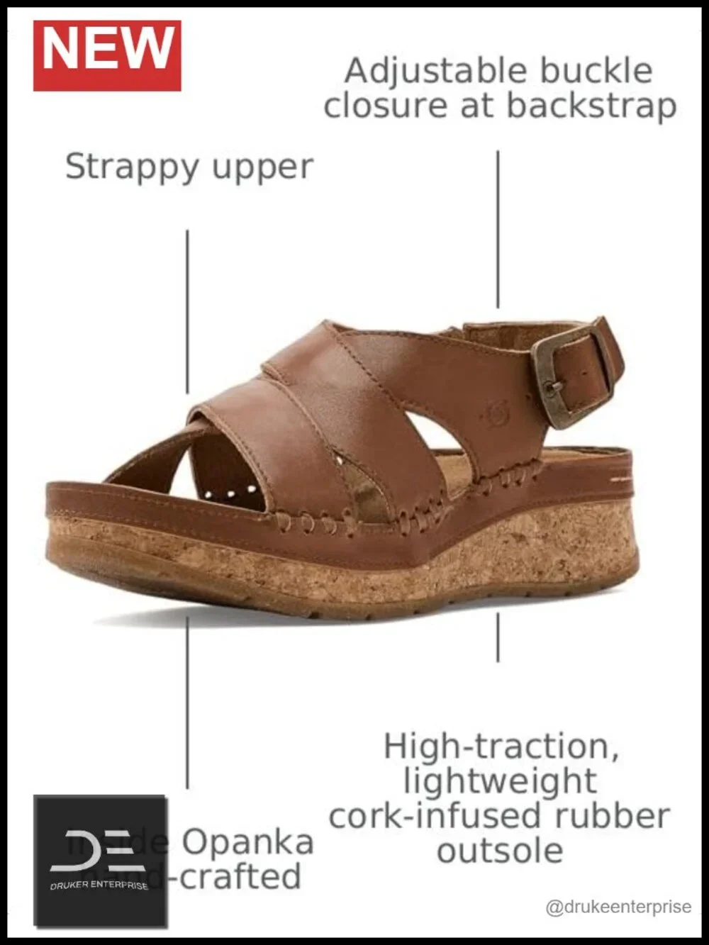 Born Kavala Sandal Women's Platform Wedge Leather Cork Outsole
